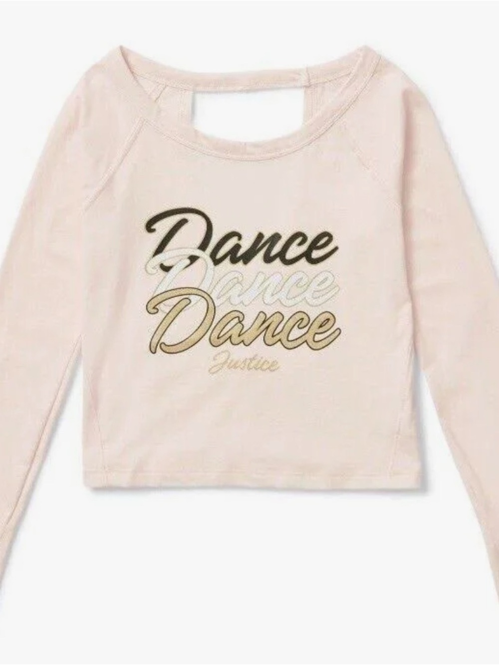 Justice Girls Long Sleeve Open Back T-shirt Pink Dance